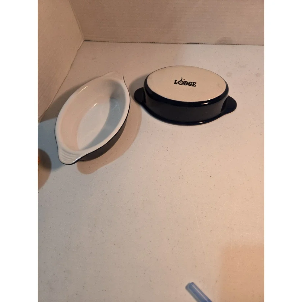 Lodge Navy Blue Stoneware Gratin Baking Dishes Set Of 2 - 7